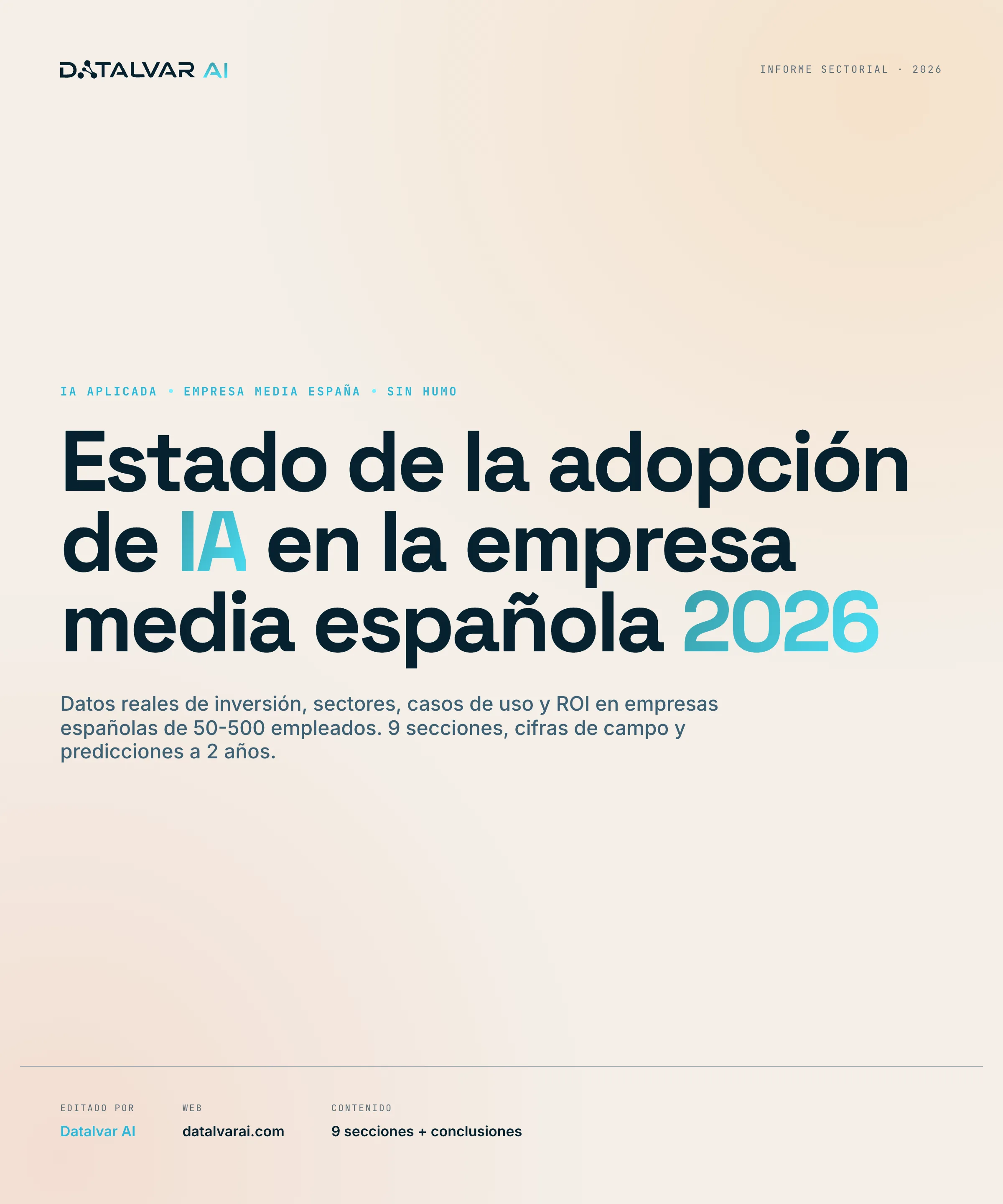 Portada de la guía Datalvar AI: Estado de la adopción de IA en la empresa media española 2026